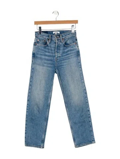Pre-owned Re/done High-rise Straight Leg Jeans In Blue