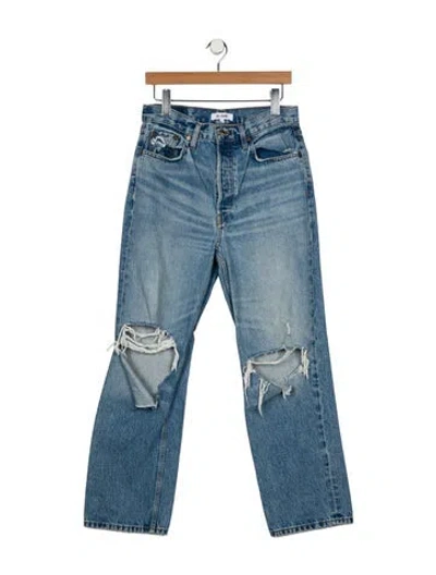 Pre-owned Re/done High-rise Straight Leg Jeans In Blue