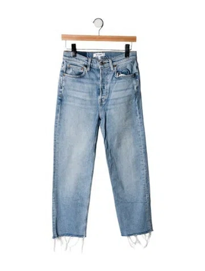 Pre-owned Re/done High-rise Straight Leg Jeans In Blue