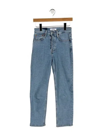 Pre-owned Re/done High-rise Straight Leg Jeans In Blue