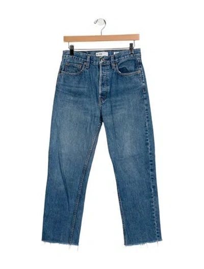 Pre-owned Re/done High-rise Straight Leg Jeans In Blue