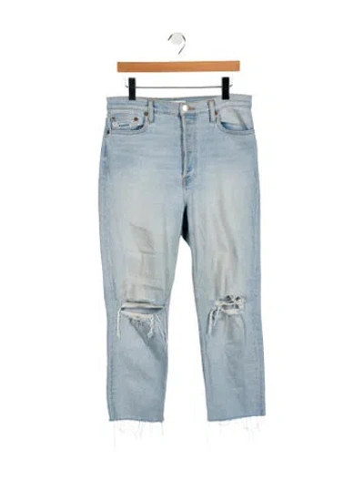 Pre-owned Re/done High-rise Straight Leg Jeans In Blue