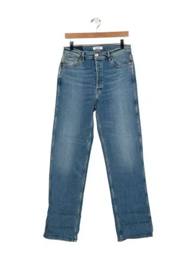 Pre-owned Re/done High-rise Straight Leg Jeans In Blue