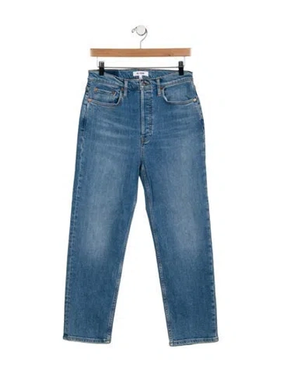 Pre-owned Re/done High-rise Straight Leg Jeans In Blue