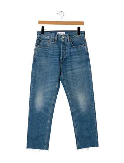 Pre-owned Re/done High-rise Straight Leg Jeans In Blue