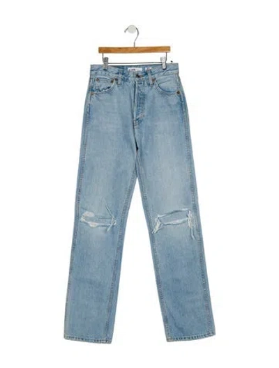 Pre-owned Re/done High-rise Straight Leg Jeans In Blue
