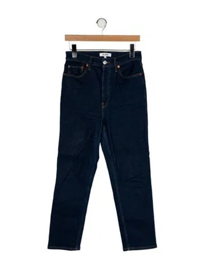 Pre-owned Re/done High-rise Straight Leg Jeans In Blue
