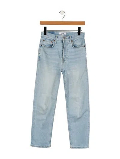 Pre-owned Re/done High-rise Straight Leg Jeans In Blue