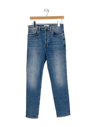 Pre-owned Re/done High-rise Straight Leg Jeans In Blue