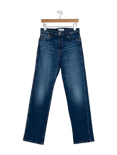 Pre-owned Re/done High-rise Straight Leg Jeans In Blue
