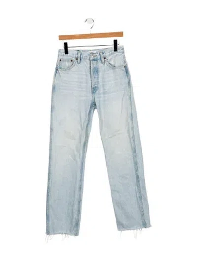 Pre-owned Re/done High-rise Straight Leg Jeans In Blue