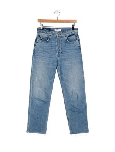 Pre-owned Re/done High-rise Straight Leg Jeans In Blue