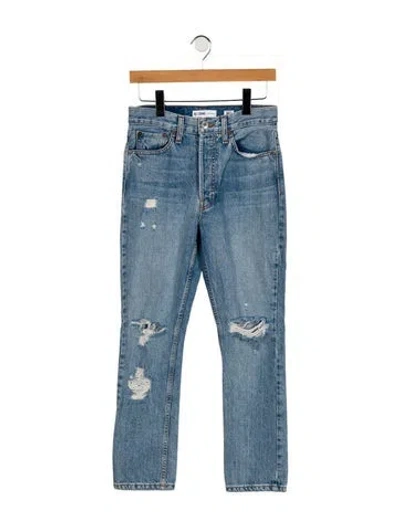 Pre-owned Re/done High-rise Straight Leg Jeans In Blue