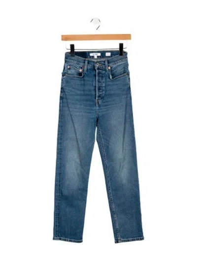 Pre-owned Re/done High-rise Straight Leg Jeans In Blue