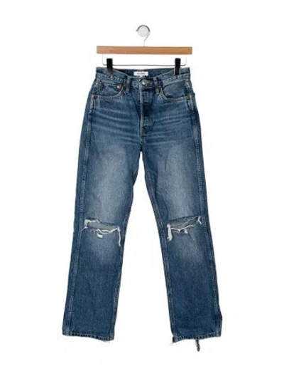 Pre-owned Re/done High-rise Straight Leg Jeans In Blue