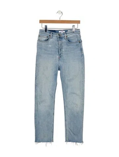 Pre-owned Re/done High-rise Straight Leg Jeans In Blue
