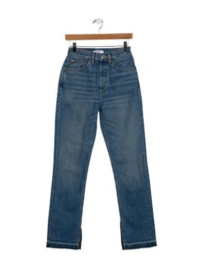 Pre-owned Re/done High-rise Straight Leg Jeans In Blue