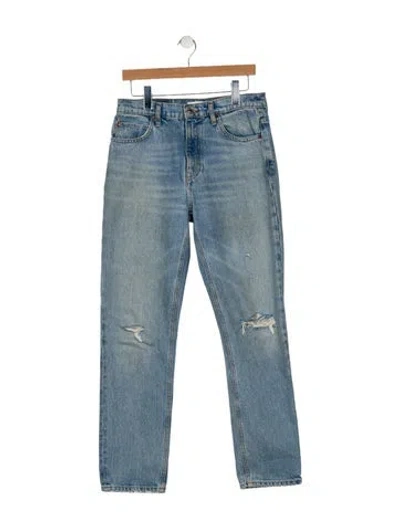 Pre-owned Re/done High-rise Straight Leg Jeans In Blue