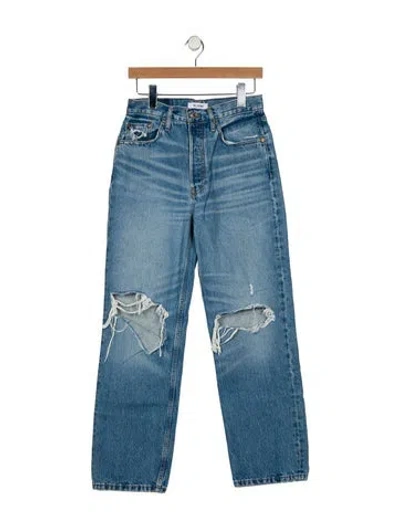 Pre-owned Re/done High-rise Straight Leg Jeans In Blue
