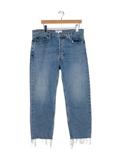 Pre-owned Re/done High-rise Straight Leg Jeans In Blue