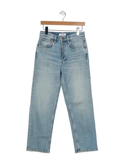 Pre-owned Re/done High-rise Straight Leg Jeans In Blue