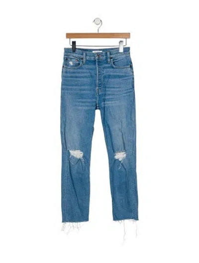 Pre-owned Re/done High-rise Straight Leg Jeans In Blue