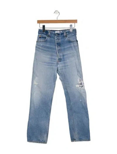 Pre-owned Re/done High-rise Straight Leg Jeans In Blue