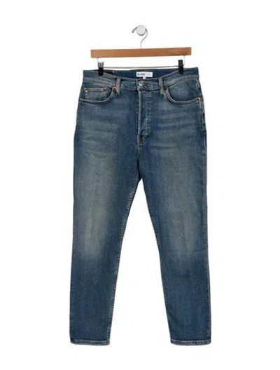 Pre-owned Re/done High-rise Straight Leg Jeans In Blue