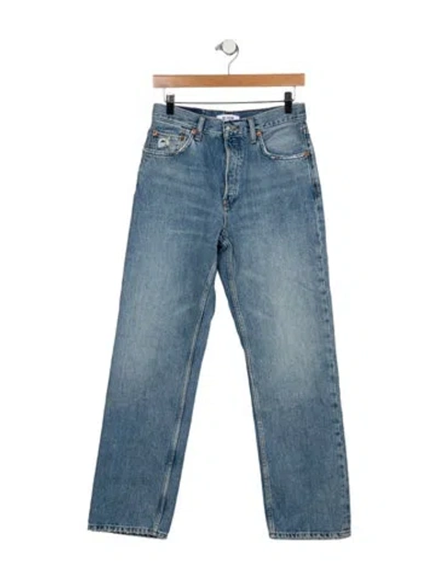 Pre-owned Re/done High-rise Straight Leg Jeans In Blue