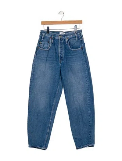 Pre-owned Re/done High-rise Straight Leg Jeans In Blue