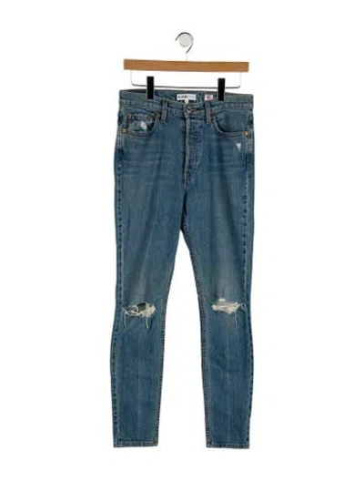 Pre-owned Re/done High-rise Straight Leg Jeans In Blue