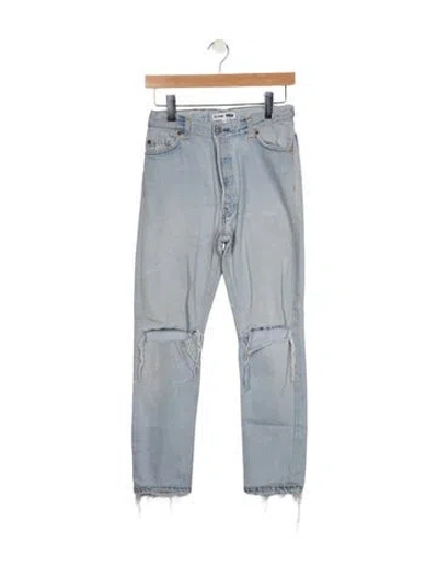 Pre-owned Re/done High-rise Straight Leg Jeans In Blue