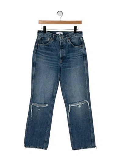 Pre-owned Re/done High-rise Straight Leg Jeans In Blue