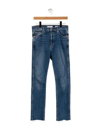 Pre-owned Re/done High-rise Straight Leg Jeans In Blue