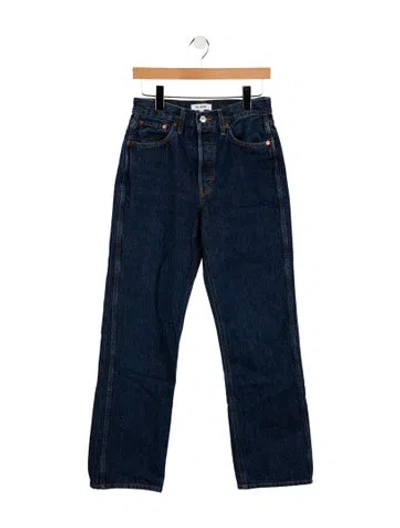 Pre-owned Re/done High-rise Straight Leg Jeans In Blue