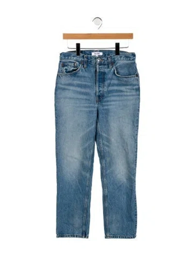 Pre-owned Re/done High-rise Straight Leg Jeans In Blue