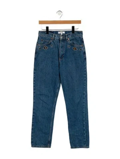 Pre-owned Re/done High-rise Straight Leg Jeans In Blue