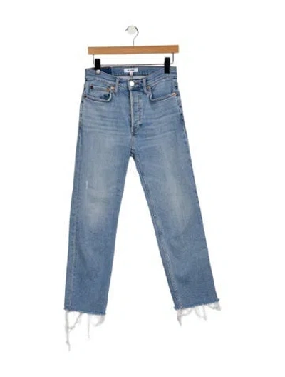 Pre-owned Re/done High-rise Straight Leg Jeans In Blue