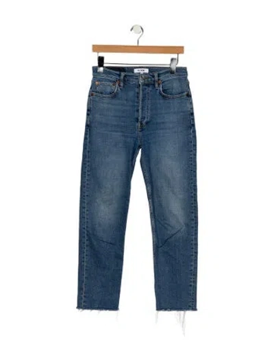 Pre-owned Re/done High-rise Straight Leg Jeans In Blue
