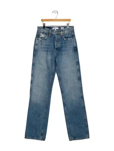 Pre-owned Re/done High-rise Straight Leg Jeans In Blue