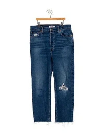 Pre-owned Re/done High-rise Straight Leg Jeans In Blue