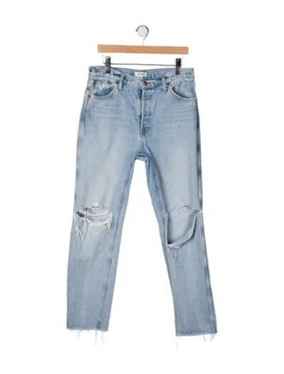 Pre-owned Re/done High-rise Straight Leg Jeans In Blue