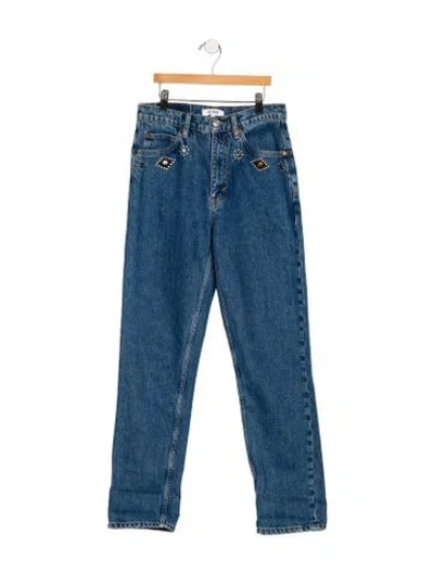 Pre-owned Re/done High-rise Straight Leg Jeans In Blue