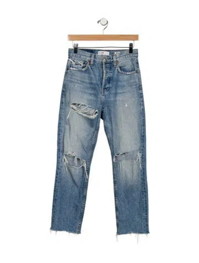 Pre-owned Re/done High-rise Straight Leg Jeans In Blue
