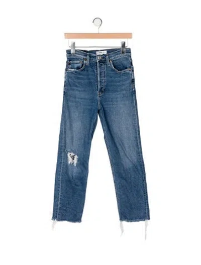 Pre-owned Re/done High-rise Straight Leg Jeans In Blue
