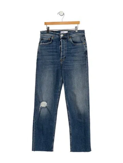 Pre-owned Re/done High-rise Straight Leg Jeans In Blue