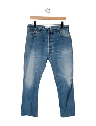 Pre-owned Re/done High-rise Straight Leg Jeans In Blue