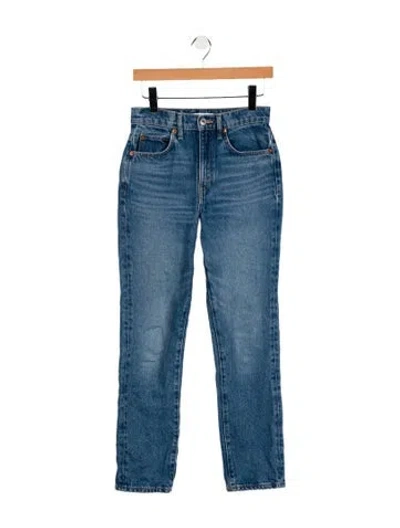 Pre-owned Re/done High-rise Straight Leg Jeans In Blue
