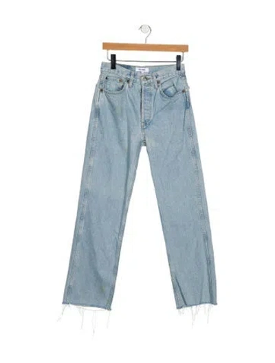 Pre-owned Re/done High-rise Straight Leg Jeans In Blue