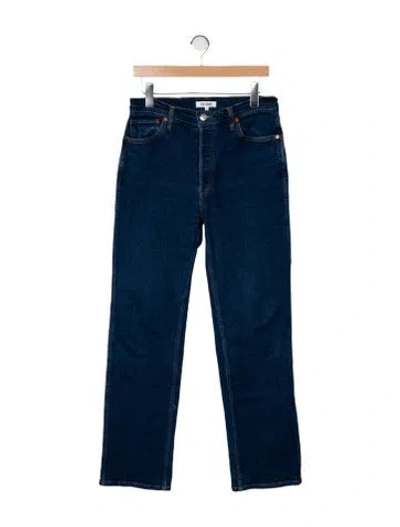 Pre-owned Re/done High-rise Straight Leg Jeans In Blue